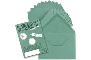 NEUSER PAPIER UmWelt by Gustav Neuser 100 sobres vintage en eucalipto (verde) DIN B6 125 x 178 mm, papel de estraza reciclado de 120 g/m², pegado en húmedo con solapa en punta