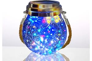 Lanterne Da Esterno, XVZ IP65 Impermeabili Lampade Solari Sospese in vetro sferico per Giardini, Cortili, Alberi, Verande, Gazebo, Terrazze (Multicolore)