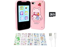 SINSEN Kids Smart Phone Toys Mobile Phone for Girls Boys Touchscreen Children SmartPhone with Dual Camera Game Music 32G SD Card for Christmas Birthday Gifts (Pink)