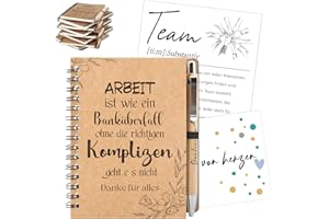 ‎WZCZF Wzczf 8 Sets Dankeschön Geschenk Für Kollegen A6 Notizblock Team Karten Abschiedskarten Kugelschreiber Mit Gravur Danke Für Alles Spirale Notizblock Kugelschreiber Aus Holz Liniert Abschiedsgeschenk