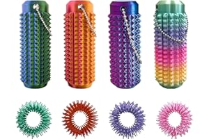 JRNSVP Fidget Toys, Sensorik Spielzeug, 8 Stück Fidget Toy Enthalten 4 Schlüsselanhänger und 4 Fingerringe, Sensory Play für Stressabbau und Konzentration