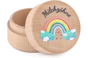 TIKPLUS Tooth Box Milk Teeth, Wooden Box Milk Teeth, Tooth Box Milk Tooth Box Boy & Girl - for Christening and Birthday Gifts for New Parents (Rainbow)