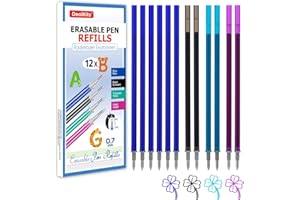 DealKits 12x Mines de Rechange Effaçables Compatibles avec Legami [6 Bleu, 2 Noir, 2 Violet, 2 Turquoise], Pointe 0,7mm, Hauteur 13 cm, Encre Thermosensible