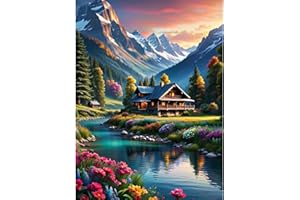 luckyarina Malen Nach Zahlen Erwachsene Berg-Landschaften Malen Nach Zahlen Erwachsene Leinwand,Gebirge Paint by Numbers Adult DIY für Geschenk Home Wand Décor 30x40cm