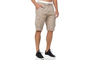 Indicode Herren Blixt Cargo Shorts mit 6 Taschen und Gürtel aus 100% Baumwolle | Männer