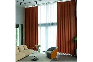 Siunwdiy 2 Stücke Orange vorhänge Blickdicht Verdunklungsvorhang mit Kräuselband Energiespar & Wärmeisolierend einfarbig Gardinen Schal für Schlafzimmer Kinderzimmer Wohnzimmer, 200X270CM