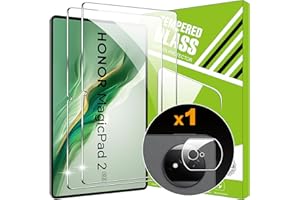 Lemxiee Tempered Glass for Honor Magic Pad 2 Screen Protector [2+1 Pack] Camera Lens Protector Film and HD invisible frame Tempered Glass Screen Protector for Honor Magic Pad 2 12.3" (2024)