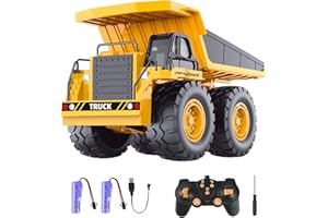 WEINSAMKEIT Camion Ribaltabile Telecomandato, Veicolo da Costruzione RC per Bambini, Minipale RC con Luce ed Effetti Sonori, Batteria Ricaricabile, Giocattolo Elettrico per Ragazzi e Ragazze dai 3 anni