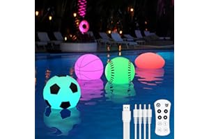 Tacobey 4pcs Floating Pool Lights Rechargeable, RGB 16 Color Changing Pond Ball Lights with Remote, IP68 Waterproof LED Pond Lights for Swimming Pool, Garden, Bathtub, Party Décor