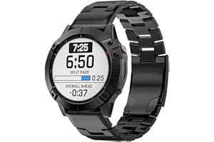 YOOSIDE Tytanowy pasek do zegarka dla Fenix 6/Fenix 5, 22 mm, QuickFit, regulowany pasek ze stali nierdzewnej, do Garmin Fenix 6 Pro/Sapphire/Solar, Fenix 5 Plus, Instynkt (Czarny), Czarny, czarny,