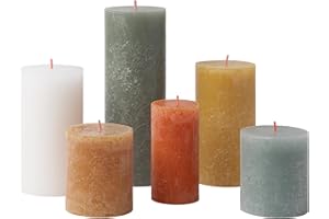 Bolsius Candele rustiche a colonna - set regalo da 6 - candele decorative per la casa - durata della combustione - non profumate - cera vegetale naturale - senza olio di palma