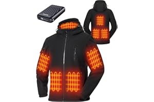 GOTOBI Fleece Veste Chauffante Homme Avec Batterie 18400 mah 12V，Manteau Hiver Chaud, 8 Zones de Chauffante Avec 3 TempéRatures Thermique Veste avec Capuche pour activités en plein air