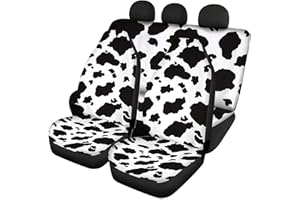 Kuiaobaty Black and White Cow Print Car Seat Cover Summer Breathable Bucket Seat Cover 4piece Seat Cover Universal Fit Most Car Van Truck Sedan