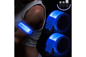 SIMKET Brazalete LED Recargable,2 Piezas Brazalete LED Running,Reflectante Running Luces Running,Bandas Reflectantes para Correr,Practicar Senderismo o Ciclismo,etc.