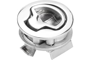 HERCHR Cerradura De Pestillo Para Barco, Cerradura De Pestillo De Golpe Marino Escotilla De Cubierta Redonda De Barco De Acero Inoxidable De 2 Pulgadas Manija De Bloqueo De Pestillo De Descarga Al Ras