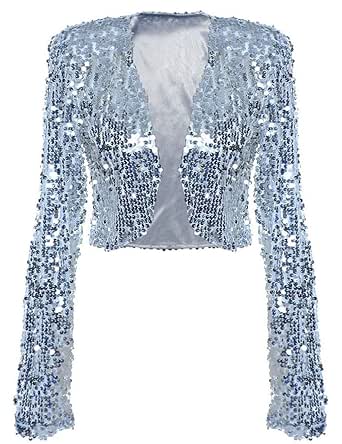 Women Sequin Jacket Long Sleeve Sparkly 
