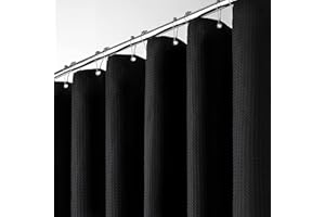 BTTN Duschvorhang Waffel 180x200 cm, Anti-Schimmel Schwere wasserdichte Stoff Textile Duschvorhang mit 12 Haken, Moderner Waschbar Gewichtete Dekorative Polyester Duschvorhang für Badewanne, Schwarz