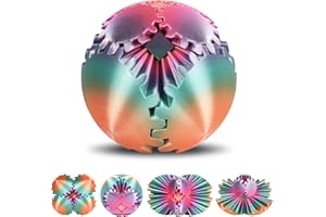 Ainiv Gear Ball Fidget Toy, 3D Printed Steampunk Whirling Wonder Fidget Gear Sphere Toys, Stress Relief Anxiety Fun Gearsphere Cube Fidget Toy for Office and Home, Birthday Gift for Adults Kids(8cm)