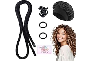 Baolivi Heatless Curls Lockenwickler Über Nacht, Kleines Locken Ohne Hitze Locken Über Nacht Heatless Overnight Curls Band, 5 PCS Lockenwickler Set mit Schlafmütze für Volumen Lange Haare (Schwarz)