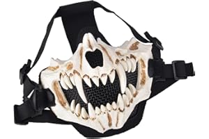 Zhongren Maschera per viso a forma di teschio, per cosplay, spaventosa, protezione a rete, decorativa, per Halloween, feste horror, paintball, CS, caccia