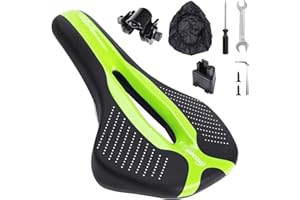 Secpeak Selle de Vélo Ultra Confortable, Selle Vélo Imperméable et Respirante Ergonomique, Selle de Vélo Rembourrée Mousse Mémoire avec Support de Lampe, Outil d'installation Inclus
