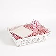 White Wicker Basket For Hampers Make You Own Gift Hamper Kit Birthday Christening Newborn Wedding Christmas Gifts Hampers (Pink)