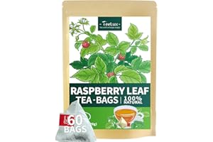 TeeLux Raspberry Leaf Tea Bags 60 Count, Pure Natural Raspberry Leaves, Caffeine Free, Healthy Herbal Tea, Biodegradable Tea Bags