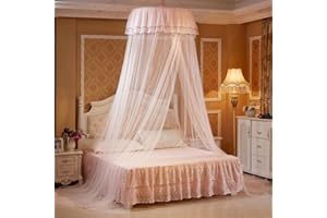 Voici et Voila Betthimmel Mädchen Moskitonetz Bett Kinder Groß Mosquito Netz Bett Doppelbett Himmel für Kinderbett Hängendes Mückennetz Bett Prinzessin Deko Beige