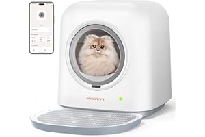 MeoWant Self Cleaning Cat Litter Tray, 2024 New Upgrade Fully Enclosed Automatic Cat Litter Tray for Multi Cats, Ultra-Safe/APP Control/Odor Removal Cat Litter Robot with Mat & Liner & Deodorizer