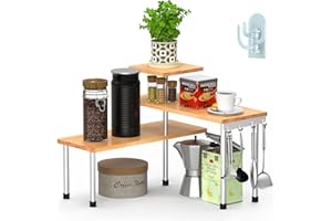 Wuciray Countertop Organizer Kitchen Counter Kitchen Corner Shelf 3 Tier Spice Racks Wooden Moveable Corner Shelf Organizer Shelves Storage For Bathroom Coffee Area Over Sink Dresser Table