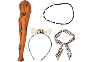 ARRDERLY Juego de 4 accesorios de hombre de las cavernas, temática de la edad de piedra para adultos y niños, disfraz de cosplay de Halloween, perfecto para fiestas de máscaras y fotografía
