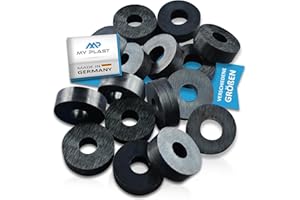 My Plast Distanzstücke – Distanzhülsen für Terrassen-Bau, runde Ausgleichsplättchen aus Kunststoff, 14 x 5,4 x 10 mm, 100 Stück, Schwarz