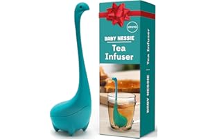 Baby Nessie Loose Leaf Tea Infuser by OTOTO - Cute Tea Strainer For Cups Or Bottles - BPA-Free With Long Handle Neck, Ball Body Lake Monster Silicone Tea Infuser For Herbal Tea - Turquoise
