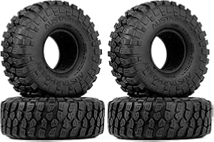 KINGCOO Lot de 4 pneus de voiture RC Crawler en caoutchouc 1,9" pour 1:10 RC Rock Crawler Pièces pour Axial SCX10 D90 TF2 TRX4 Tamiya Gen8 (A-120 mm)