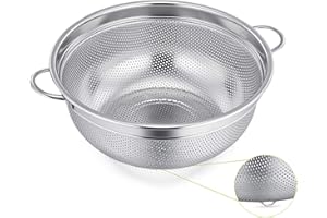 HaWare Stainless Steel Colander, 20cm Micro-Perforated & Footed Metal Colander with Handle, Heavy Duty Strainer for Kitchen Food/Pasta/Vegetable/Rice/Fruit/Noodles - Dishwasher Safe