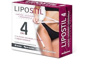 DENIPHARMA Lipostil - 16 sticks - Indicado para Abdomen, Caderas. Piernas, Espalda y Brazos - 4 en 1 - Resultados en 16 días - 1 sobre al día