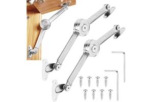 Set med 2 Softclose-charnièrer för lock med skruvar och insatsnyckel, dörrlucka, luckastötte, dörrluckacharnière i matt nicke