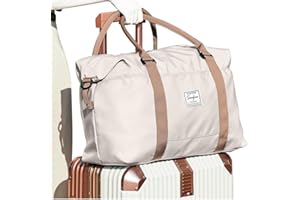 HPLQQ Bolsa Viaje Ryanair 40x20x25 cm Bolsa de Viaje Mujer Cabina Avión Equipaje de Mano Bolsa de Transporte Bolsa de Fin de Semana Impermeable Bolsa de Deporte Gimnasio,A8-Beige con marrón
