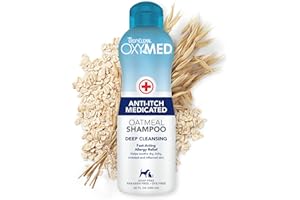 Tropiclean OxyMed Shampoo Medicato d'Avena - Anti-Prurito, Pulizia Profonda - Sollievo dalle Allergie ad Azione Rapida I per Cani e Gatti I Senza Parabeni, Coloranti, Profumi - 592 ml