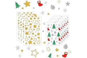 Coicok 394 Pièces Autocollants Paillettes Noël, Autocollantes, Noël Stickers, Gommettes, Stickers Noel Scrapbooking, Calendrier de l'Avent Filler, l'Avent Sapin Or Scintillantes