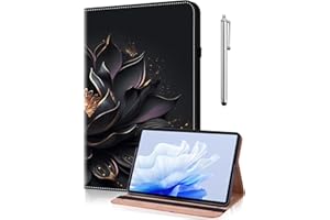 TUOLISG Hülle für Samsung Galaxy Tab A7 10,4 Zoll (SM-T500 / T505 / T509), PU Ledertasche Leicht Cover Folio Klapp Ständer Schutzhülle mit Stylus Stift -Lila Lotus