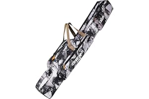 LINGSFIRE 130cm Angeln Tasche mit 2 Fächern, Klapp Angelrute Rollen Tasche Angelrute Angelgerät Fall Aufbewahrungstasche Reise Umhängetasche - Tragegriffe und Schulter-Gurt (Grau, 130cm)