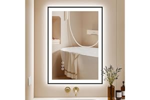 ChillCruiser 500x700mm LED Bathroom Mirror with Black Frame, Front Light and Backlit, Stepless Dimmable, Anti-Fog, Shatter-Proof, Memory, 3 Colors LED Vanity Mirror