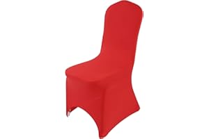 THE CHAIR COVER COMPANY Chair Covers Spandex Universal Slipcovers Dining Chair Cover Wedding Banquet Party Arched Front (Red, 1)