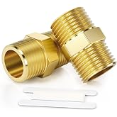 Bwintech 2pcs 1/4" Male to 1/4" Male, BSP Thread, Brass Hex Nipple Connector for Pipe Connection Conversion
