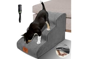 ZVONEMA ZNM Schody dla psów i kotów, 3 stopnie, nadają się do prania, na sofę, łóżko, łóżko kontynentalne, zdejmowane, przenośne, dla zwierząt domowych, 60 rolek