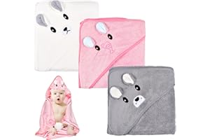 ZyXSQoraphic Serviette de Bain Capuche Bébé 3Pcs,Cape De Bain Bébé à Capuche 80 x 80cm,Douces et Absorption Forte Sortie de Bain Bébé Douce pour Garçons et Filles,Convient aux 0-5 Ans