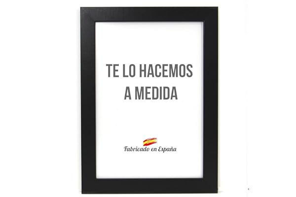 Marco a Medida para Fotos, póster, Puzzles, láminas. Cuadro Modelo 163 Negro Mate. con Cristal metacrilato 1.5 mm y Trasera Antihumedad 85x120 cm. Medida Especial para puzles