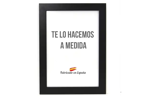 Marco a Medida para Fotos, póster, Puzzles, láminas. Cuadro Modelo 163 Negro Mate. con Cristal metacrilato 1.5 mm y Trasera Antihumedad 85x120 cm. Medida Especial para puzles