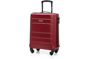 WITTCHEN Cabin Trolley Maleta de Mano con Ruedas pequeño Funda rígida ABS con 4 Ruedas Spinner Cerradura de combinación Asa telescópica Globe Line Rojo Ryanair/Vueling/Iberia